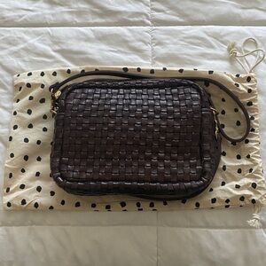 Clare V Dark Plum Woven midi sac Crossbody Bag